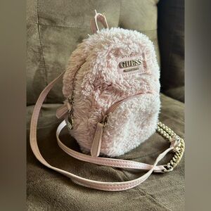 GUESS BLUSH FAUX FUR MINI BAG BACKPACK